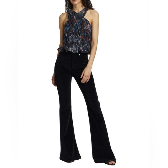 Veronica Beard Black Multi Silk Metallic Paisley Floral Halter Kailani Top NWT 6 - Picture 4 of 12